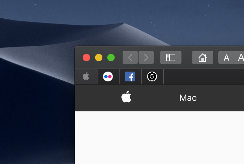 macOS 10.14 Mojave Sfari のサイトアイコン