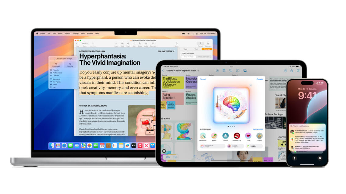 iPhone、iPad、Macの中心にパワフルな生成モデルを据えるパーソナルインテリジェンスシステム、Apple Intelligenceが登場