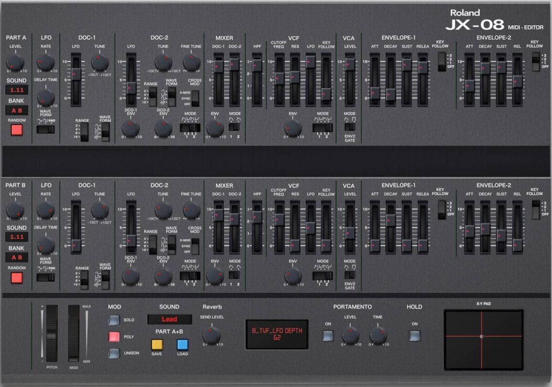Roland JX-08 Editor and Controller